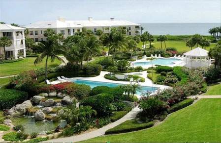 View of the landscape with the pools